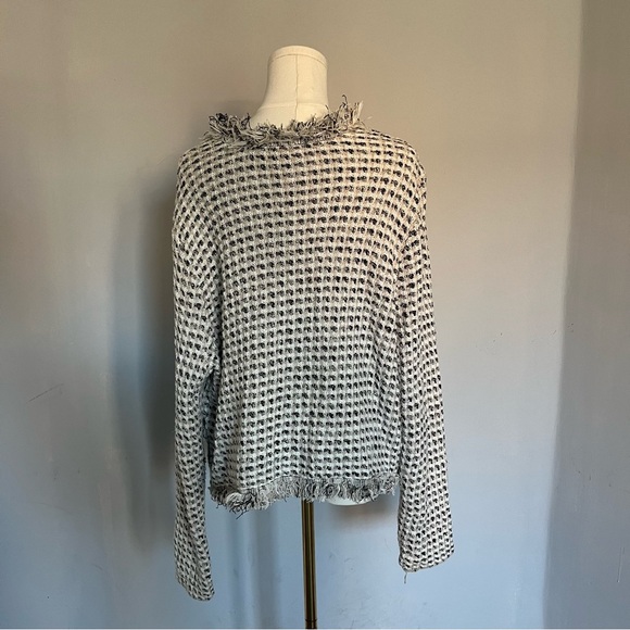 Chico's Black and White Fringed Women's Cardigan - Picture 2 of 4